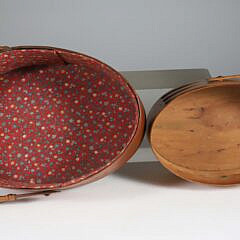 Two Antique Shaker Oval Handle Sewing Box Baskets