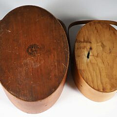 Two Antique Shaker Oval Handle Sewing Box Baskets