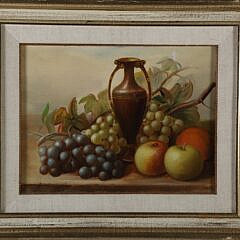 Henry Crowther Oil on Board "Fruit and Vase Still Life", signed lower left H. Crowther 1913c