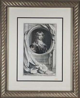Jacobus Houbraken (Amsterdam 18th Century), Black and White Etching "James Stuart", circa 1740 matted and framed