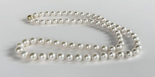 Fine 10mm-13.5mm White Freshwater Pearl Opera Length Necklace, 14k Yellow Gold Clasp