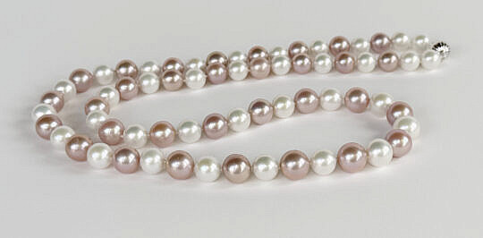 43268 White Pink Freshwater Pearl Necklace F
