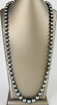 Fine 12mm-14mm Tahitian South Sea Pearl Necklace, 14k White Gold Clasp