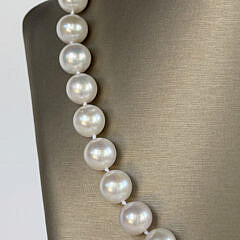 12mm-13.5mm White Freshwater Pearl Necklace, Vermeil Clasp