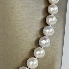 12mm-13.5mm White Freshwater Pearl Necklace, Vermeil Clasp