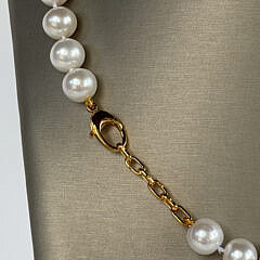 12mm-13.5mm White Freshwater Pearl Necklace, Vermeil Clasp