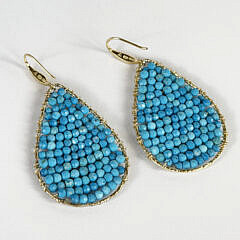 Pair of Faceted Howlite Vermeil Sterling Silver Teardrop Earrings