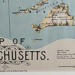 Vintage Walker Lithograph Publishing Company Map of Massachusetts, 20th century
