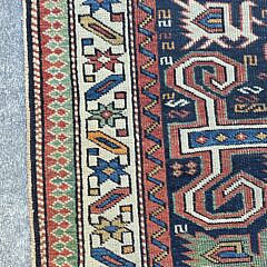Antique Caucasian Kuba Oriental Scatter Rug Carpet