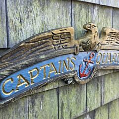 Vintage Hand Carved and Painted Nautical Captains Quarters Sign