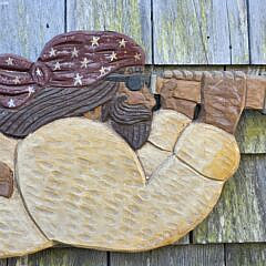 David Small Carved & Painted Folk Art Nantucket Pirate Plaque
