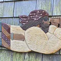 David Small Carved & Painted Folk Art Nantucket Pirate Plaque