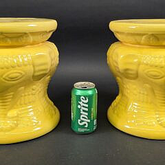 Pair of Ceramic Yellow Glaze Elephant Garden Stools