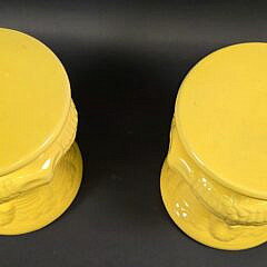 Pair of Ceramic Yellow Glaze Elephant Garden Stools