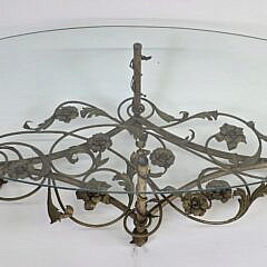Vintage Art Deco Floral Gilt Oval Coffee Table, 20th century