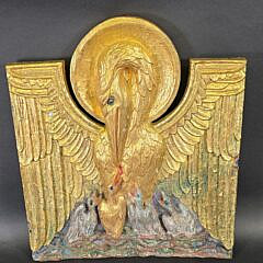 Antique/Vintage Relief Carved and Painted Bird Plaque