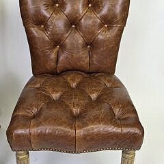 Set of Four Edward Ferrell Tufted Leather Regency Style Chairs