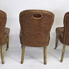 Set of Four Edward Ferrell Tufted Leather Regency Style Chairs