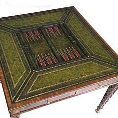 Maitland Smith Regency Style Tooled Leather Game Table