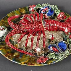 Antique Majolica Palissy Style Lobster Plate, 19th century