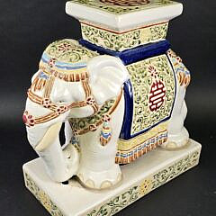 Vintage Glazed Figural Ceramic Chinese Royal Elephant Garden Stool, 20th Century