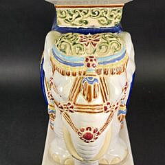 Vintage Glazed Figural Ceramic Chinese Royal Elephant Garden Stool, 20th Century