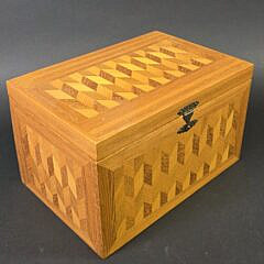 Antique Geometric Multiwood Inlaid Box