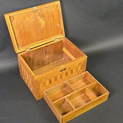 Antique Geometric Multiwood Inlaid Box