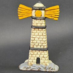 Vintage Figural Cast Iron Lighthouse Doorstop