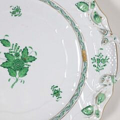 Two Hand Painted Herend Porcelain “Bouquet Green” Floral Decorated Serving Pieces