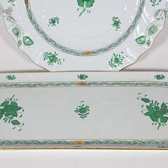 Two Hand Painted Herend Porcelain “Bouquet Green” Floral Decorated Serving Pieces