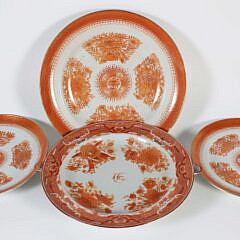 Four Pieces of Chinese Export Orange Fitzhugh Porcelain Early 19th Century