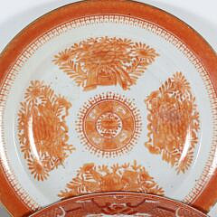 Four Pieces of Chinese Export Orange Fitzhugh Porcelain, early 19th Century