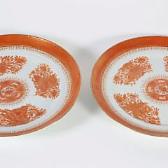 Four Pieces of Chinese Export Orange Fitzhugh Porcelain, early 19th Century
