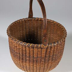 Antique Round Open Swing Handle Nantucket Basket, 19th Century