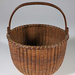 Antique Round Open Swing Handle Nantucket Basket, 19th Century