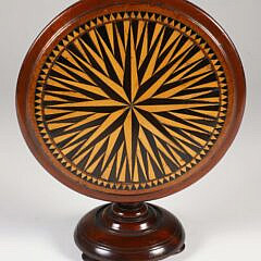 English Miniature Salesman’s Sample Inlaid Tilt Top Mahogany Table, 19th Century