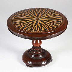 English Miniature Salesman’s Sample Inlaid Tilt Top Mahogany Table, 19th Century