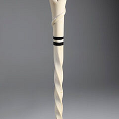 Whaler Made Clenched Fist Walking Stick, 19th Century, antique whale ivory clenched fist on a whalebone shaft