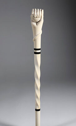 Whaler Made Clenched Fist Walking Stick, 19th Century, antique whale ivory clenched fist on a whalebone shaft