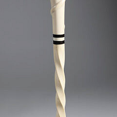 Whaler Made Clenched Fist Holding Ball and Wrapped Serpent Walking Stick, 19th Century