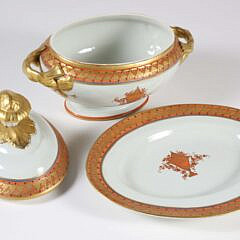 Early Mottehedah Chinese Export Style Porcelain Diminutive Covered Tureen and Underplate