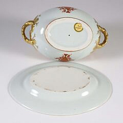 Early Mottehedah Chinese Export Style Porcelain Diminutive Covered Tureen and Underplate