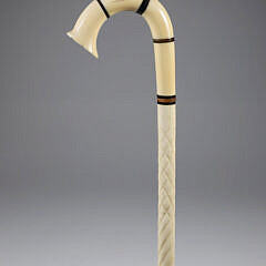 Whaler Made Cane, 19th Century, antique whale ivory on a whale bone shaft