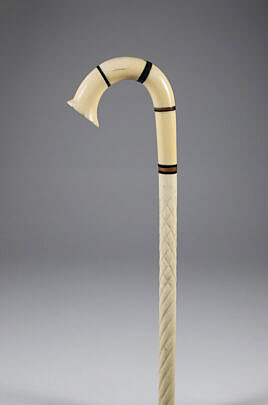 Whaler Made Cane, 19th Century, antique whale ivory on a whale bone shaft