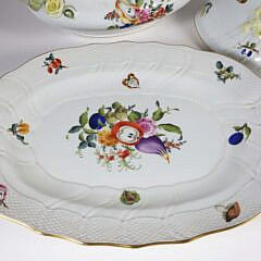 Large Herend Hand Painted Porcelain “Fruits and Flowers” Pattern Soup Tureen and Underplate