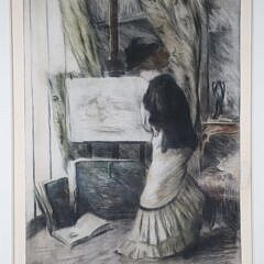 Manuel Robbe Dry Point Etching and Aquatint Titled “Devant Le Chevalet” 1906