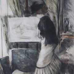Manuel Robbe Dry Point Etching and Aquatint Titled “Devant Le Chevalet” 1906