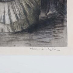 Manuel Robbe Dry Point Etching and Aquatint Titled “Devant Le Chevalet” 1906