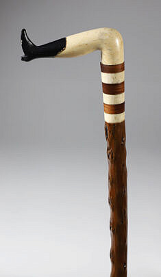 Whaler Made Naughty Nelly Cane, 19th Century, antique whale ivory on a wood shaft